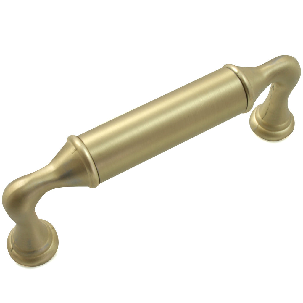 Kensington - 3.75" Centers Cabinet Hardware Rounded Pull Handle in Satin Brass by Laurey - 86404