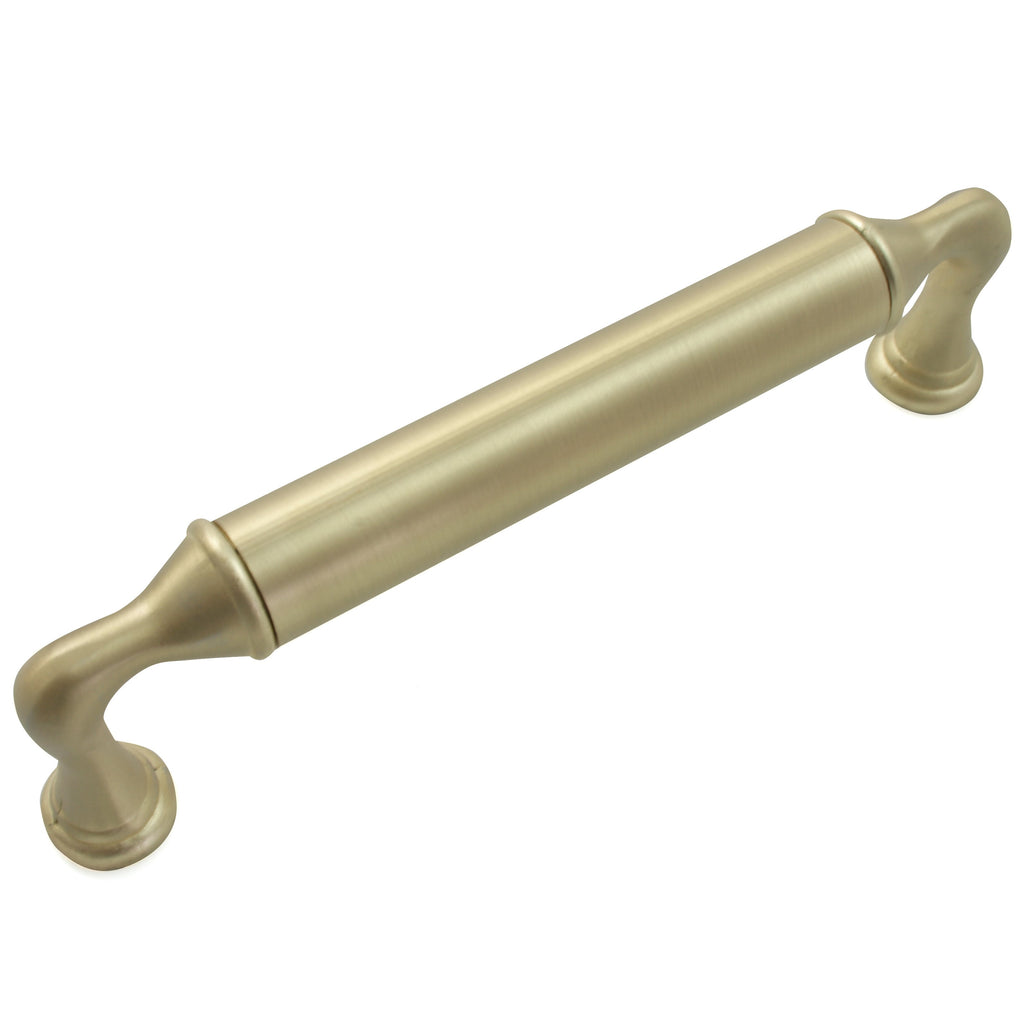 Kensington - 5" Centers Cabinet Hardware Rounded Pull Handle in Satin Brass by Laurey - 86504