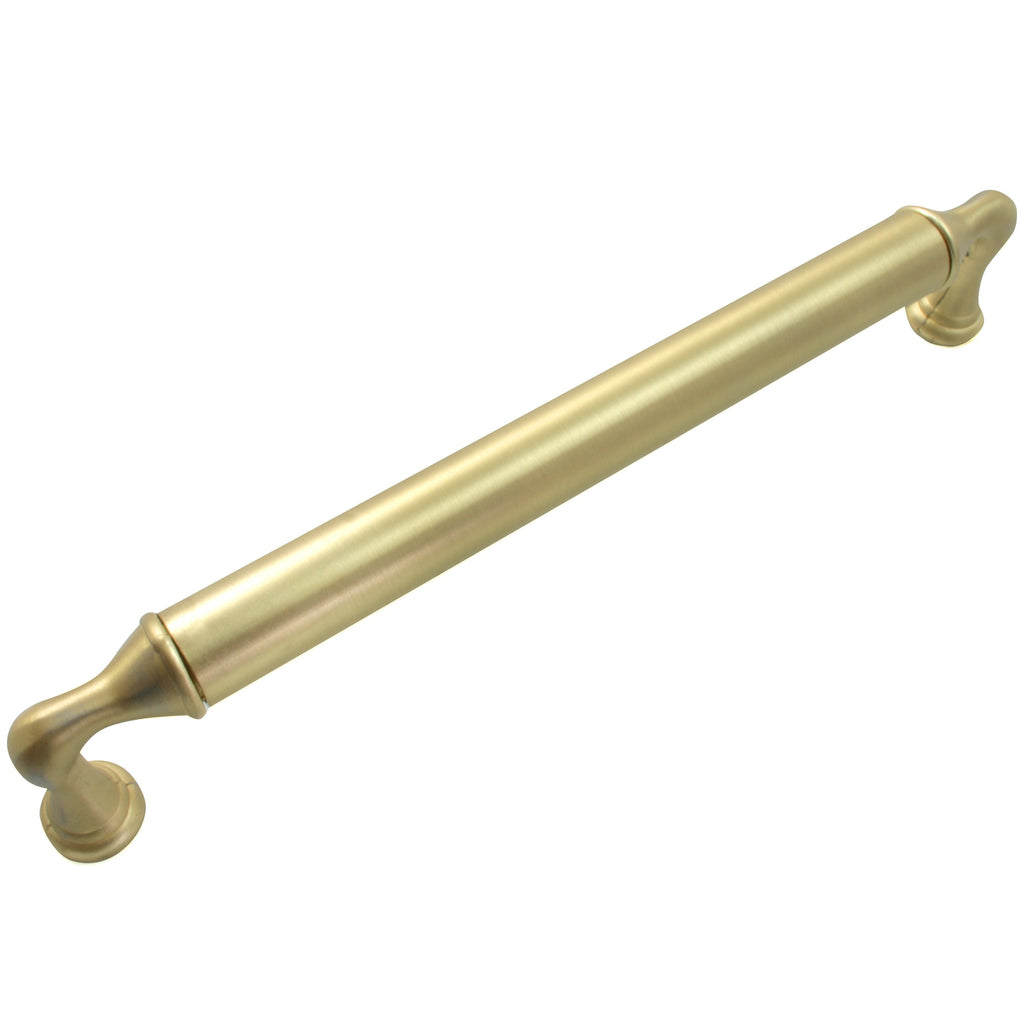 Kensington - 7.5" Centers Cabinet Hardware Rounded Pull Handle in Satin Brass by Laurey - 86604